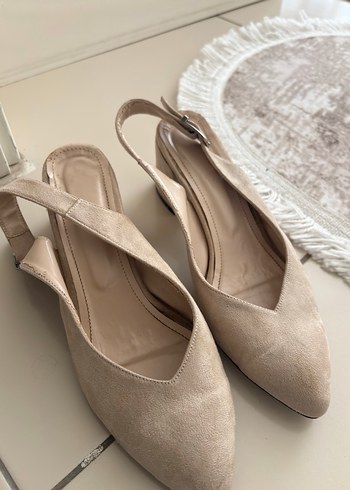 Bej Süet Stiletto Kadın Topuklu Ayakkabı - Görsel 2