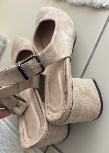 Bej Süet Stiletto Kadın Topuklu Ayakkabı - Görsel 4