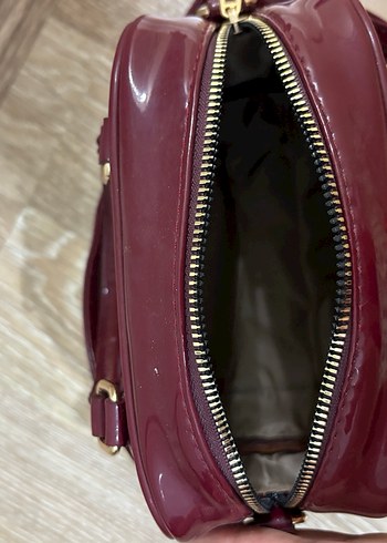 Bordo Parlak Deri Kadın Çanta - Görsel 7