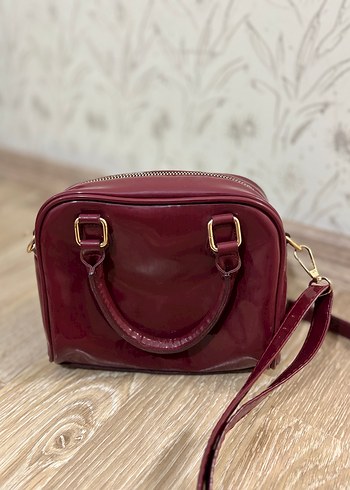 Bordo Parlak Deri Kadın Çanta - Görsel 2