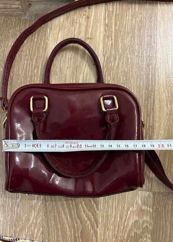 Bordo Parlak Deri Kadın Çanta - Görsel 4