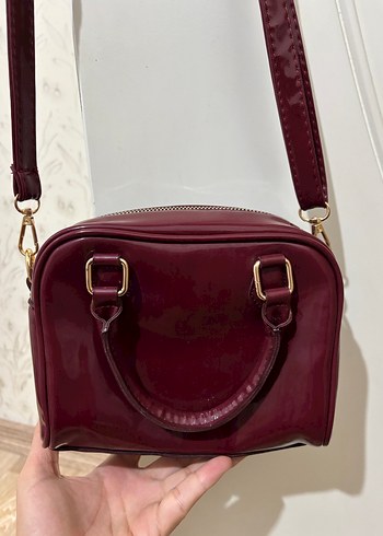Bordo Parlak Deri Kadın Çanta - Görsel 6