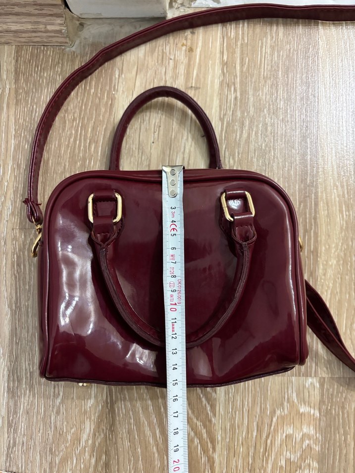 Bordo Parlak Deri Kadın Çanta - Görsel 5