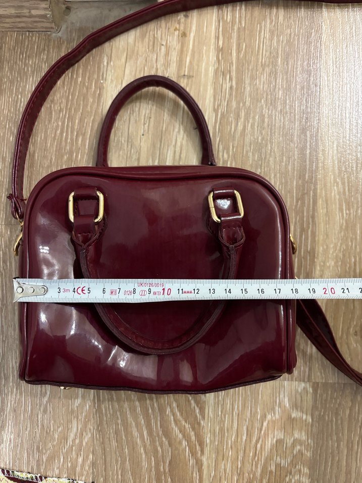 Bordo Parlak Deri Kadın Çanta - Görsel 4
