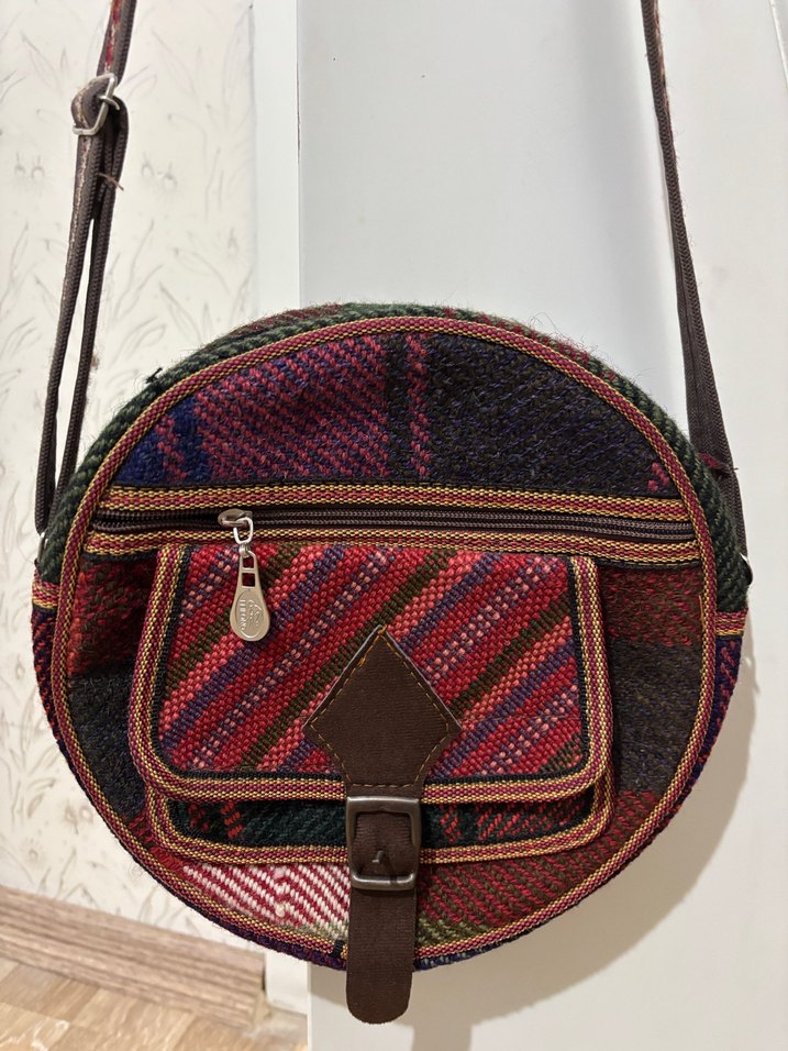 Renkli Bohem Kadın Yuvarlak Çapraz Çanta - Görsel 2