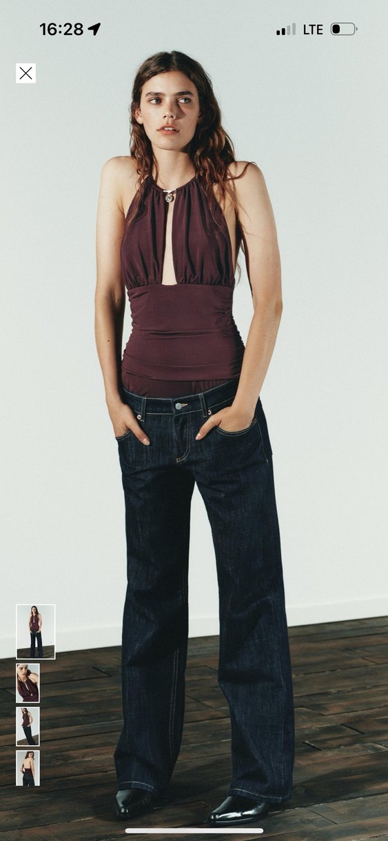 Bordo Drapeli İnce Askılı Kadın top - Görsel 2