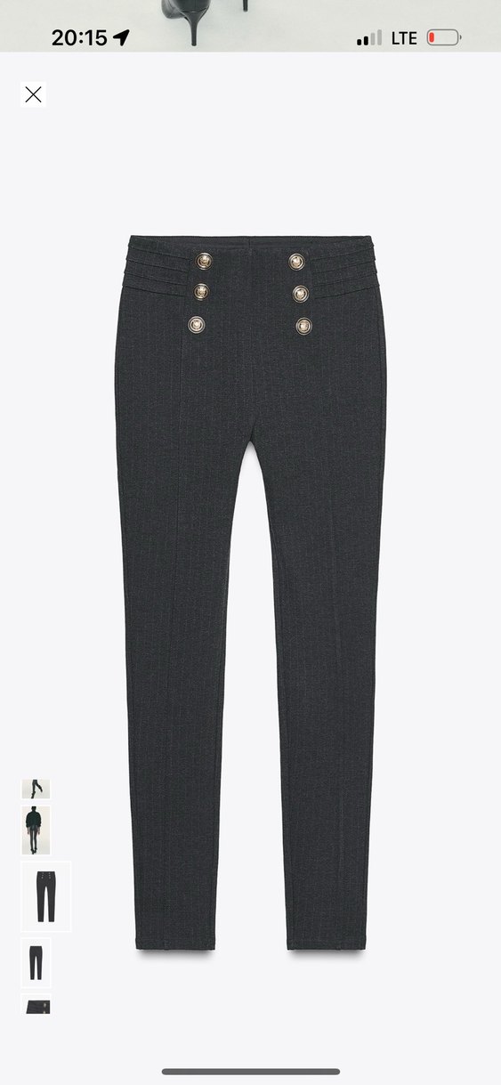 Düğmeli Gri Skinny Denim Pantolon - Görsel 2