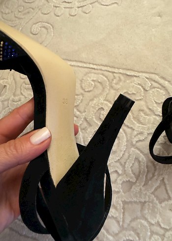 Kare Burunlu Çok Renkli Elmaslı Topuklu Sandalet - Görsel 5