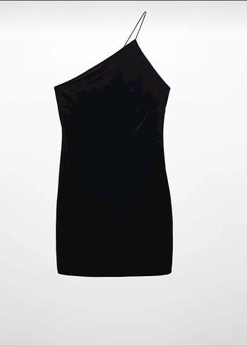 Siyah Süet Tek Omuz Mini Elbise - Görsel 4