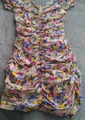 Düğmeli Mor Midi Bohem Elbise - Görsel 3