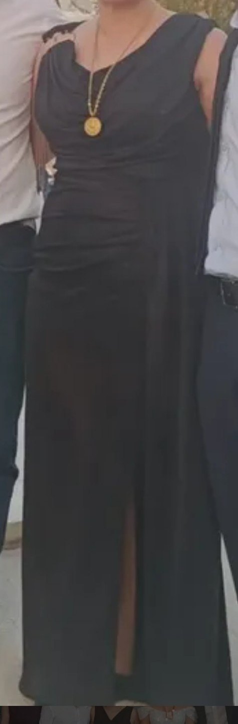 siyah Drapeli Uzun Kadın Abiye Elbise - Görsel 3