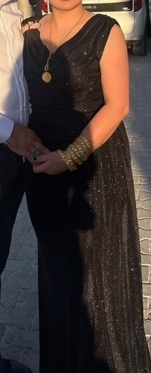 siyah Drapeli Uzun Kadın Abiye Elbise - Görsel 2