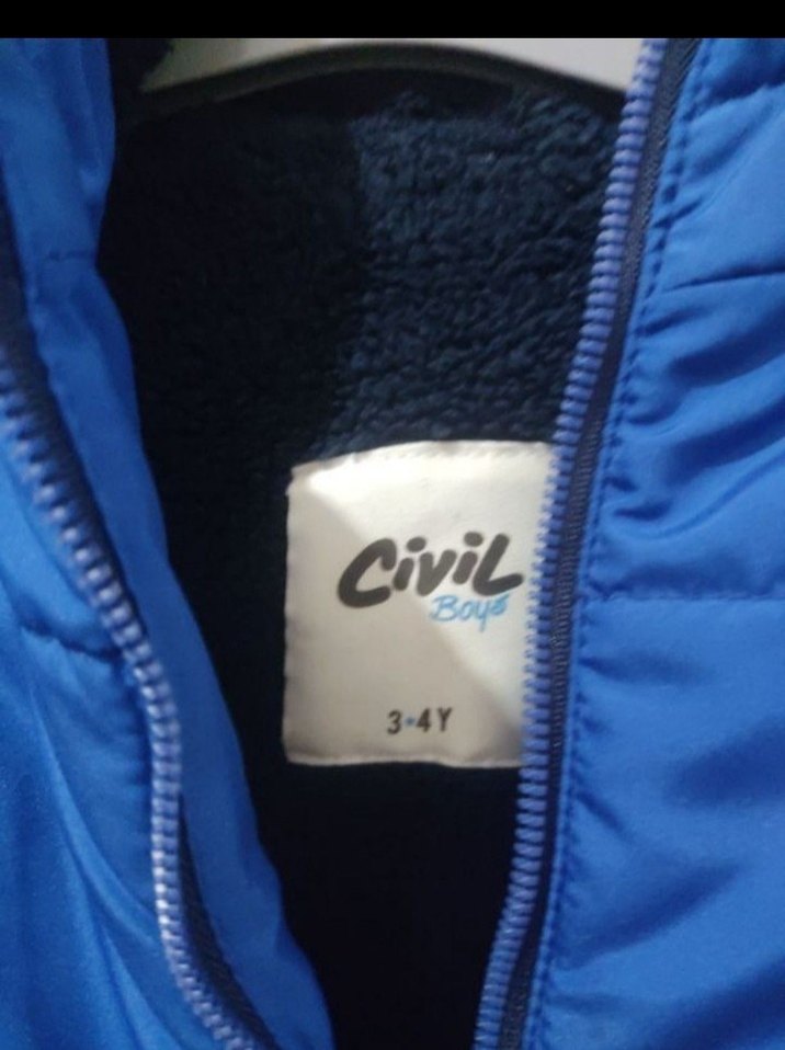 Erkek Çocuk içi polar Mavi Kapüşonlu Fermuarlı Mont - Görsel 2