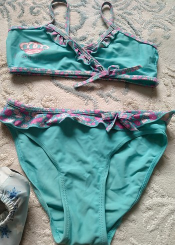 Kız Çocuk Pembe Kuğu Desenli Mayo - Görsel 2