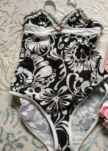 Kız Çocuk Pembe Kuğu Desenli Mayo - Görsel 4