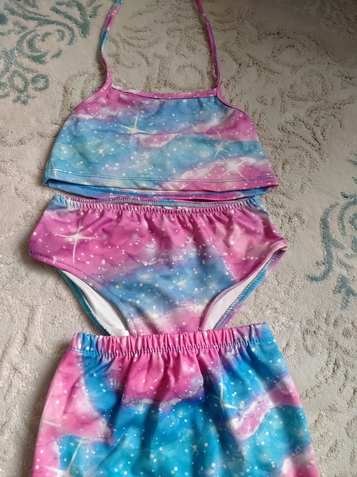 Kız Çocuk Renkli Deniz Kızı Kostümü mayo - Görsel 2