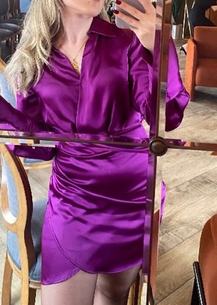 Mango saten elbise - Görsel 2