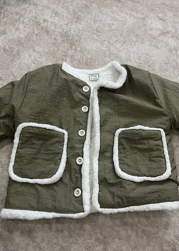 Düğmeli haki bebek montu - Görsel 2