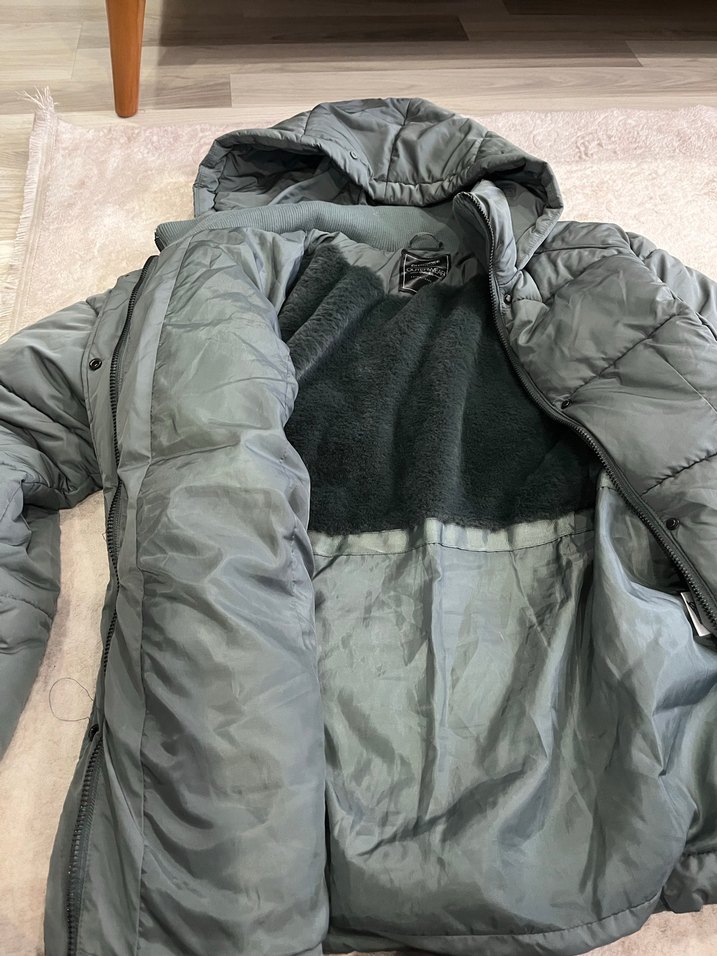 Yesil Kadın Midi Kaban Kapüşonlu - Görsel 2