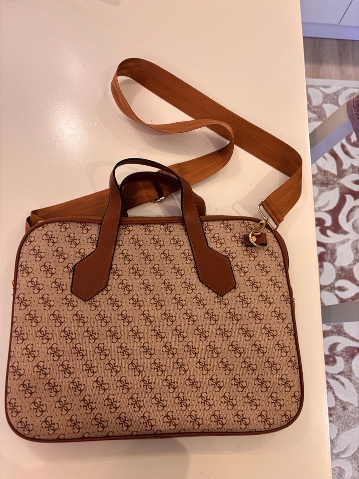 Kahverengi Deri Fermuarlı İş Kadın Çantası - Görsel 2