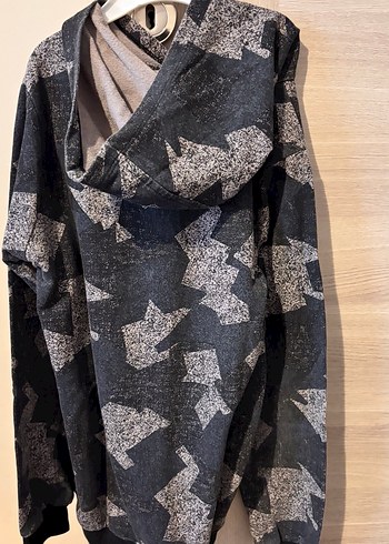 Erkek Gri Kapüşonlu Baskılı Sweatshirt - Görsel 2