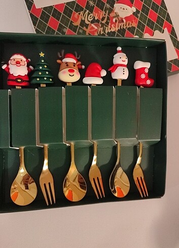 Diğer Yılbaşı noel temalı kaşık çatal seti