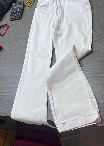 Beyaz Regular Fit Kadın Kot Pantolon - Görsel 3