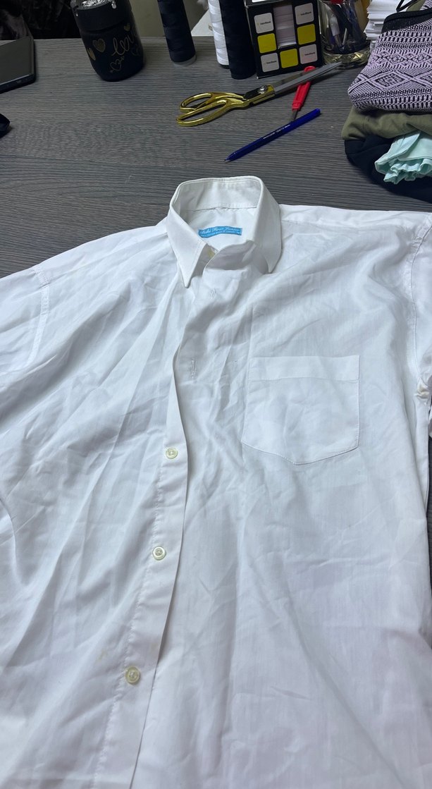 Düğmeli Beyaz Keten Erkek Gömlek - Görsel 2