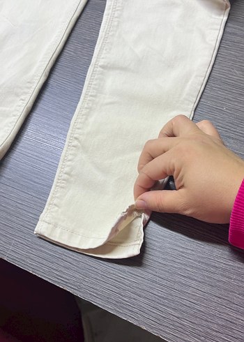 Beyaz Kadın Pamuk Pantolon - Görsel 2