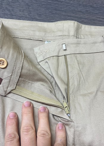 Bej Kadın Keten Kumaş Pantolon - Görsel 3