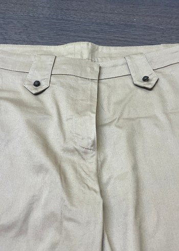 Bej Kadın Keten Kumaş Pantolon - Görsel 2