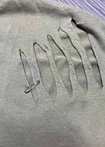 Bej Kadın Keten Tişört, Kısa Kollu, Salaş Kesim - Görsel 2