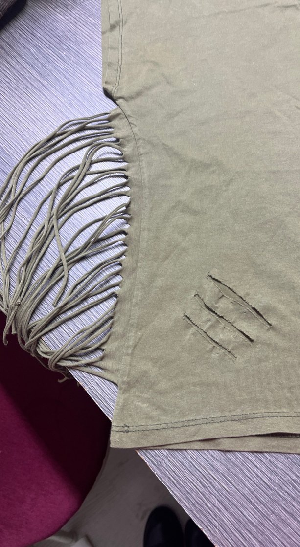 Bej Kadın Keten Tişört, Kısa Kollu, Salaş Kesim - Görsel 3