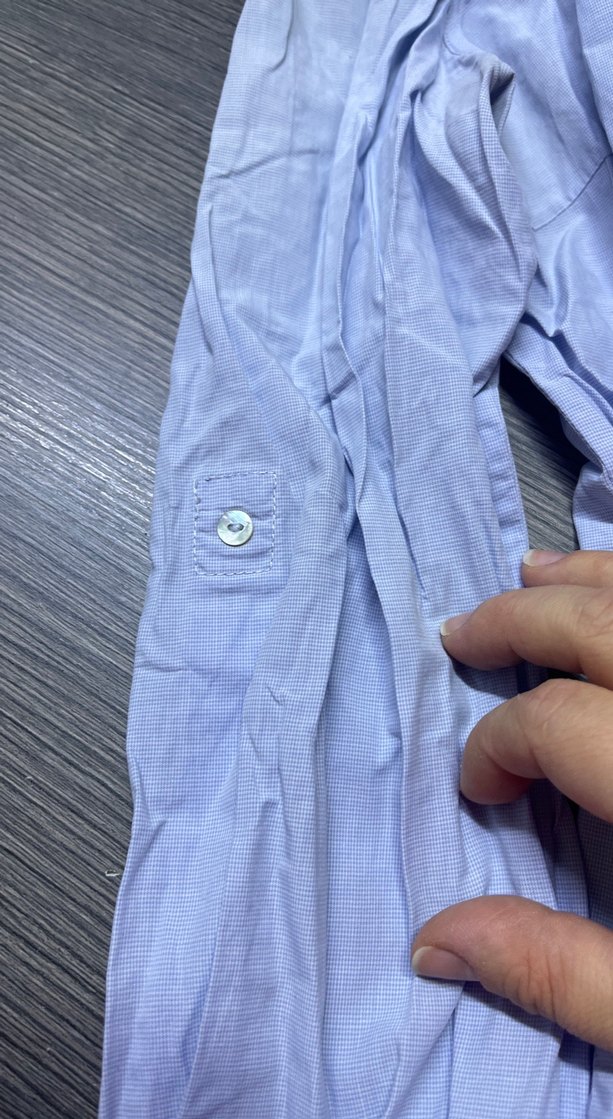 Mavi Keten Uzun Kollu Düğmeli Gömlek - Görsel 4