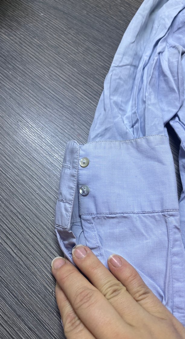 Mavi Keten Uzun Kollu Düğmeli Gömlek - Görsel 5