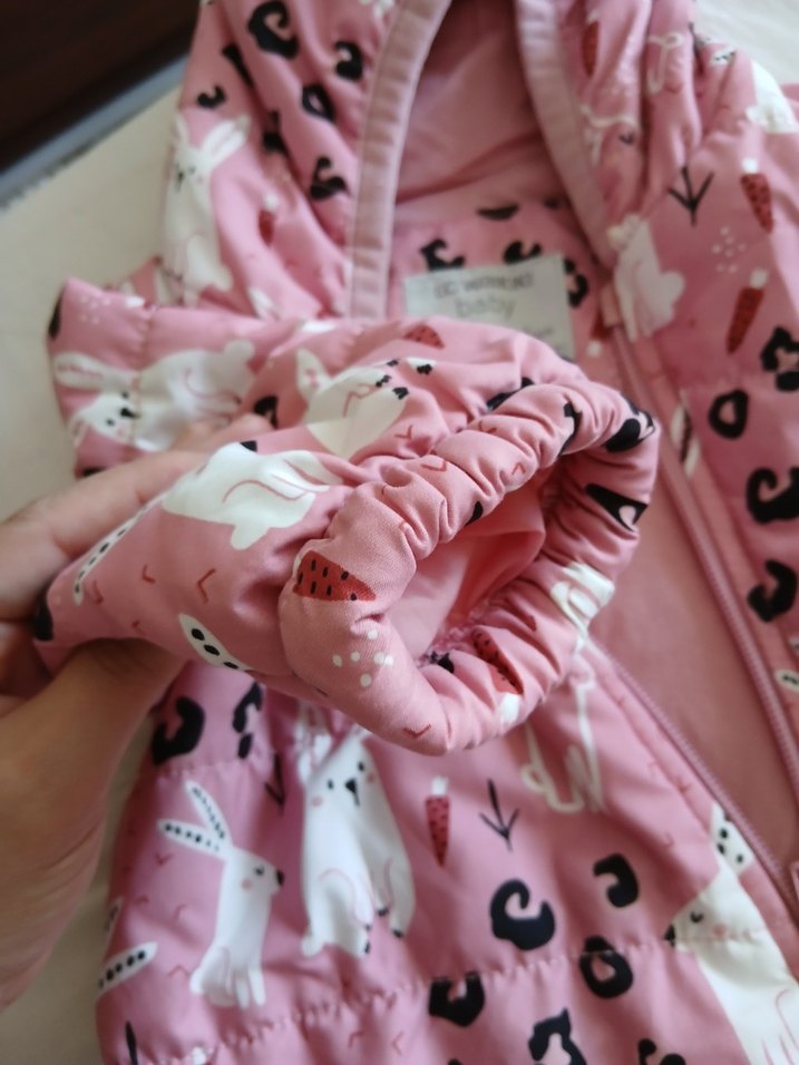 Kürklü Kapüşonlu Pembe Bebek Tulumu 3,6 ay - Görsel 3