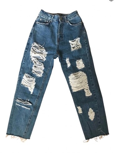 Yüksek bel yırtık mom jean topshop