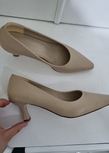 Bej Stiletto Topuklu Kadın Ayakkabı - Görsel 3