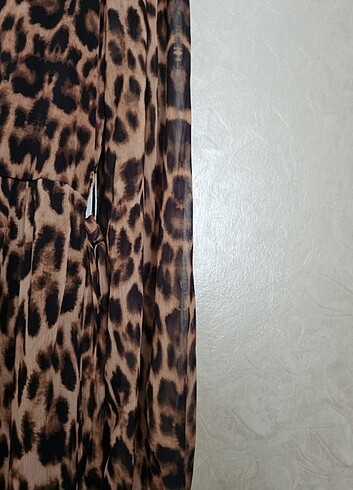 Leopar şifon elbise - Görsel 6