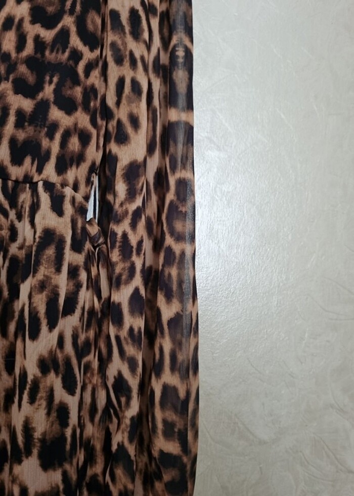 Leopar şifon elbise - Görsel 2