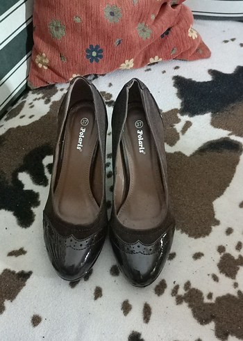 Kahverengi Klasik Topuklu Kadın Ayakkabı - Görsel 3