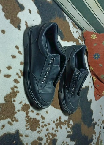 Siyah Kadın Deri Günlük Spor Ayakkabı - Görsel 2