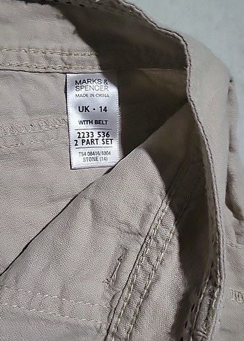 Marks & Spencer Bej Keten Midi Kadın Pantolon