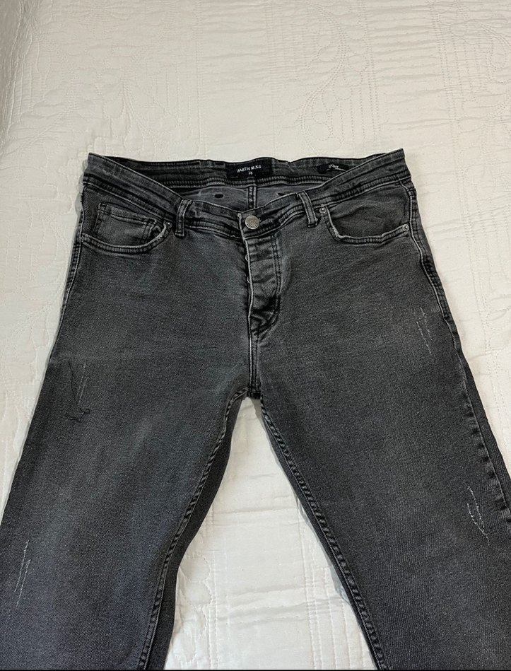 48//50 BEDEN FÜME RENK  Erkek Denim Street Style Jean - Görsel 5