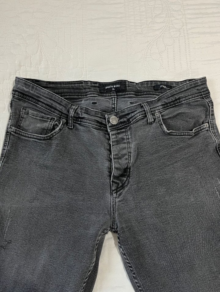 48//50 BEDEN FÜME RENK  Erkek Denim Street Style Jean - Görsel 3