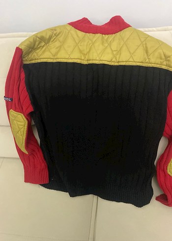 Kırmızı Siyah Fermuarlı Örgü Erkek Kazak - Görsel 2