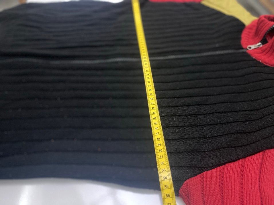 Kırmızı Siyah Fermuarlı Örgü Erkek Kazak - Görsel 4