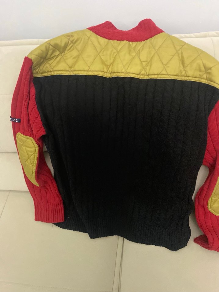 Kırmızı Siyah Fermuarlı Örgü Erkek Kazak - Görsel 2