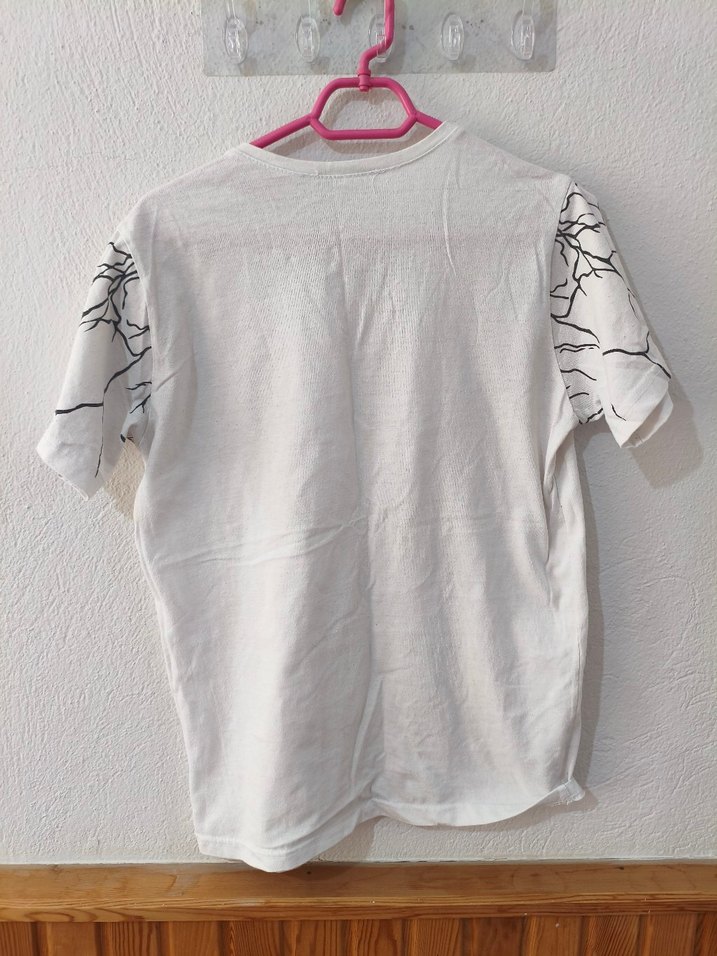 Beyaz Siyah Desenli Kısa Kollu erkek Tişört - Görsel 3