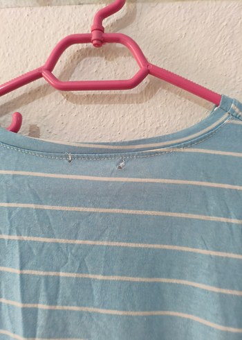 Mavi Çizgili Hamile Tişörtü, Kısa Kollu, Rahat Kesim - Görsel 3